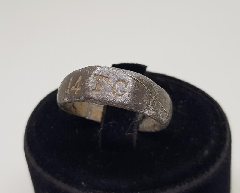 1. DÜNYA SAVAŞI 1914 TARİHLİ VE İNİSİYALLİ ASKER YÜZÜĞÜ 