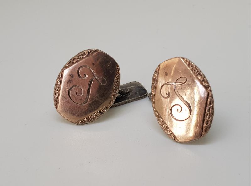 İNİSİYALLİ ALTIN KAPLAMA GÜMÜŞ KOL DÜĞMELERİ 