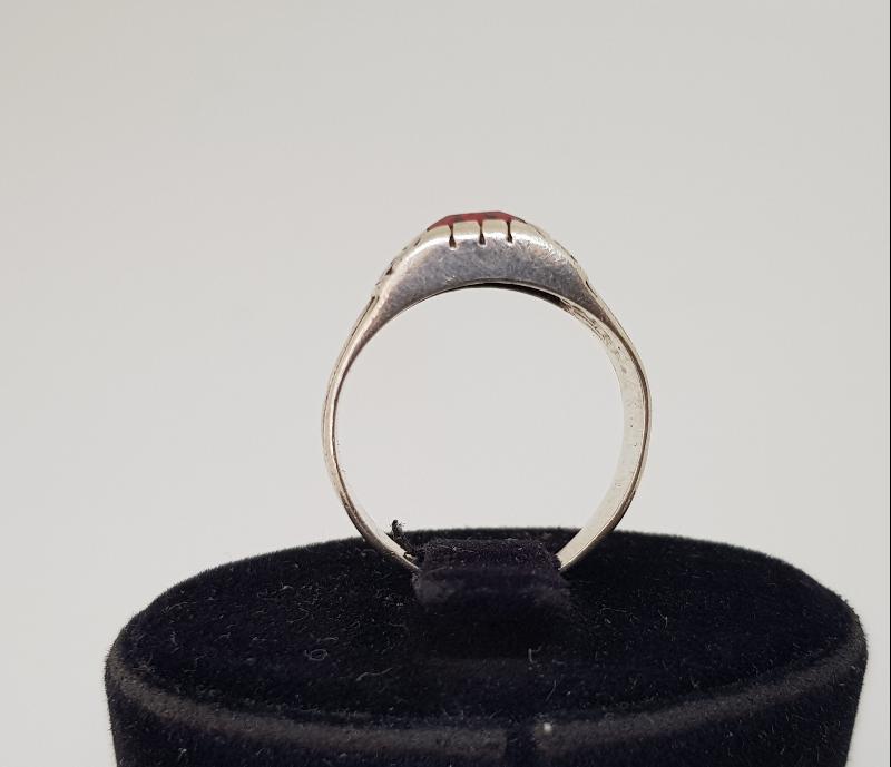 LAL TAŞLI GÜMÜŞ ERKEK YÜZÜĞÜ