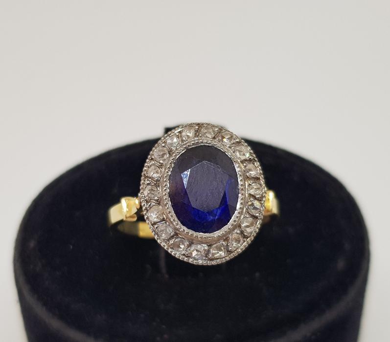 SAFİR VE ELMAS TAŞLI ALTIN YÜZÜK