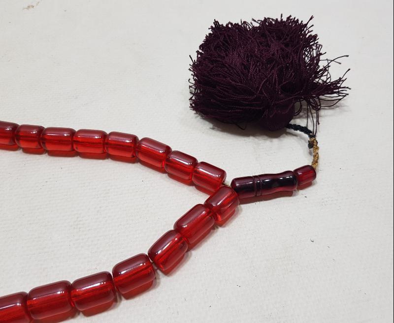 OSMANLI DÖNEMİ KALLAVİ BOY ATEŞ KEHRİBARI TESPİH