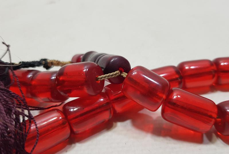 OSMANLI DÖNEMİ KALLAVİ BOY ATEŞ KEHRİBARI TESPİH