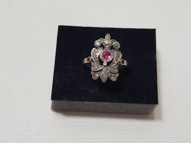 OSMANLI DÖNEMİ SARAY İŞİ YAKUT TAŞLI ELMAS YÜZÜK