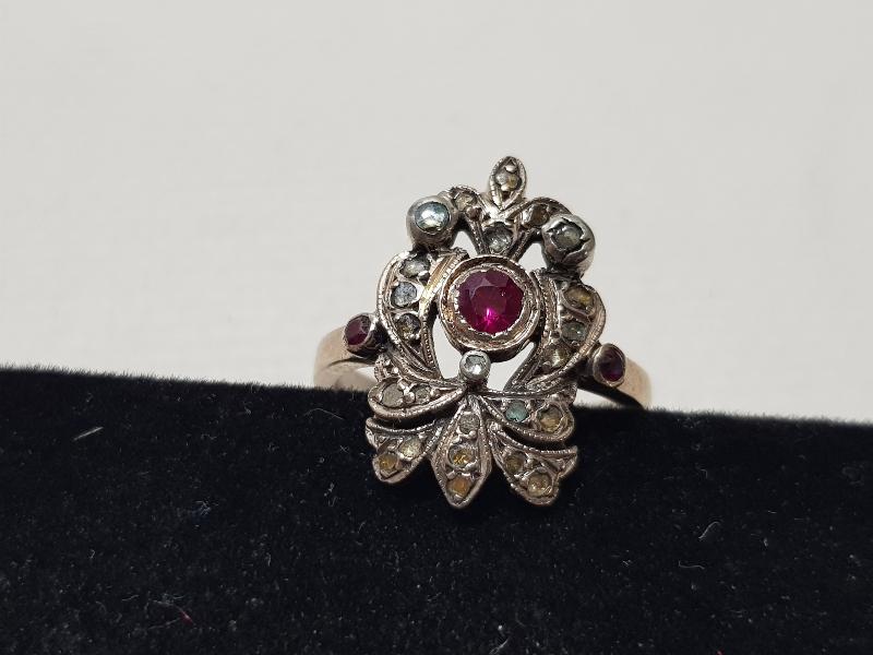 OSMANLI DÖNEMİ SARAY İŞİ YAKUT TAŞLI ELMAS YÜZÜK