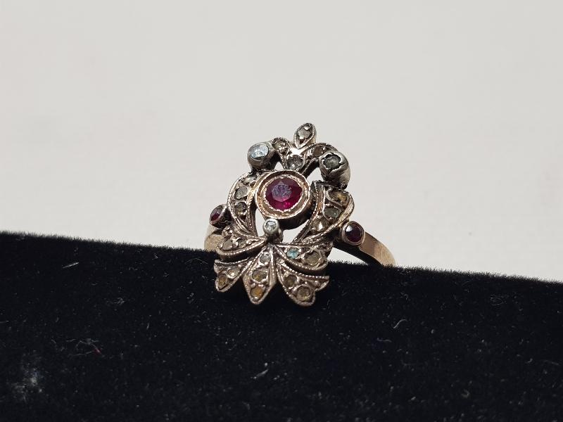 OSMANLI DÖNEMİ SARAY İŞİ YAKUT TAŞLI ELMAS YÜZÜK