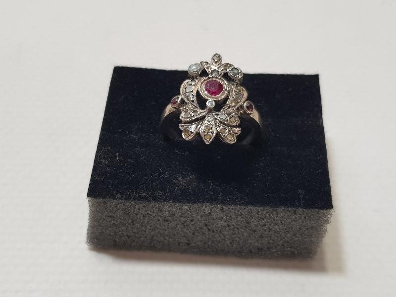 OSMANLI DÖNEMİ SARAY İŞİ YAKUT TAŞLI ELMAS YÜZÜK