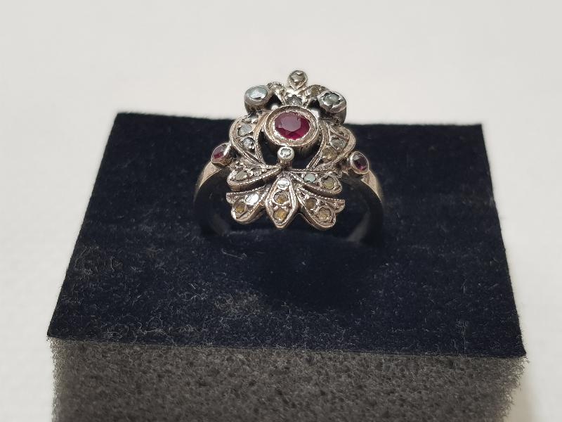 OSMANLI DÖNEMİ SARAY İŞİ YAKUT TAŞLI ELMAS YÜZÜK