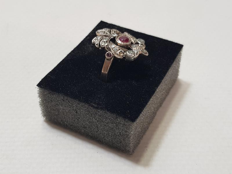 OSMANLI DÖNEMİ SARAY İŞİ YAKUT TAŞLI ELMAS YÜZÜK