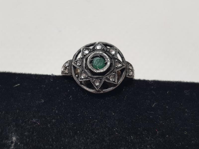 OSMANLI DÖNEMİ ZÜMRÜT TAŞLI ELMAS YÜZÜK