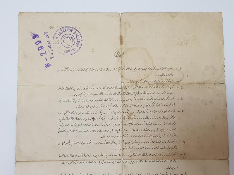 1. DÜNYA SAVAŞI DÖNEMİ SEFERBERLİK BELGESİ 