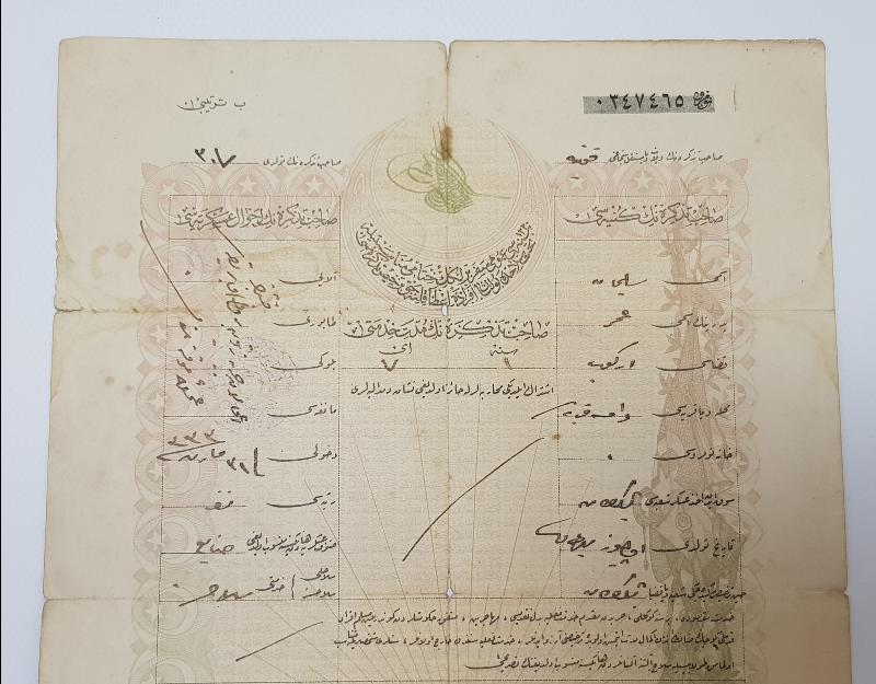 1. DÜNYA SAVAŞI DÖNEMİ SEFERBERLİK BELGESİ 