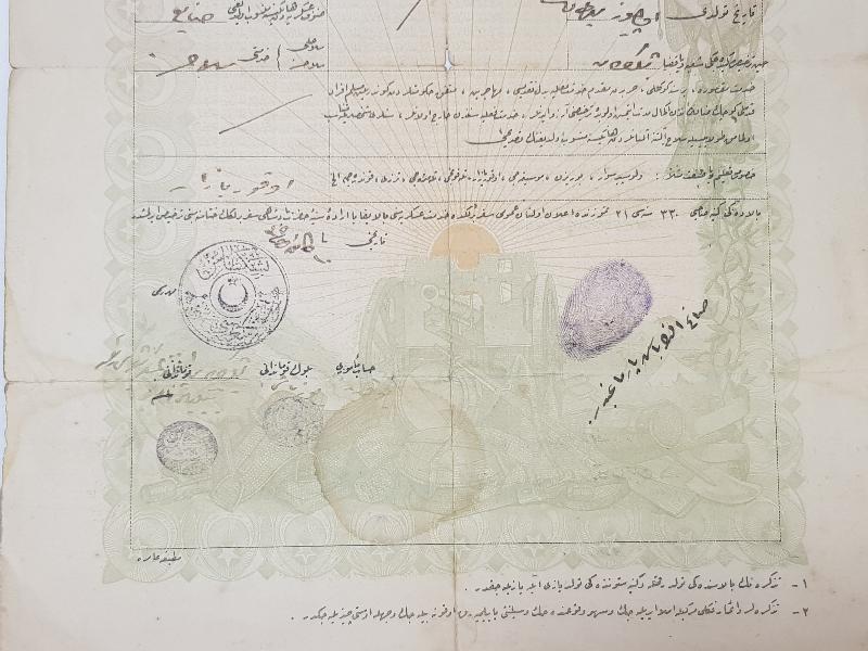 1. DÜNYA SAVAŞI DÖNEMİ SEFERBERLİK BELGESİ 