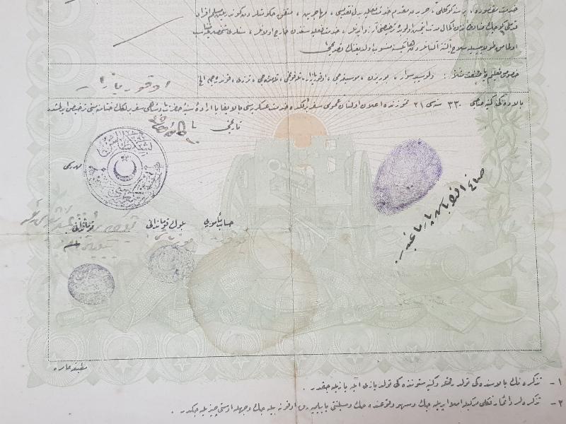 1. DÜNYA SAVAŞI DÖNEMİ SEFERBERLİK BELGESİ 