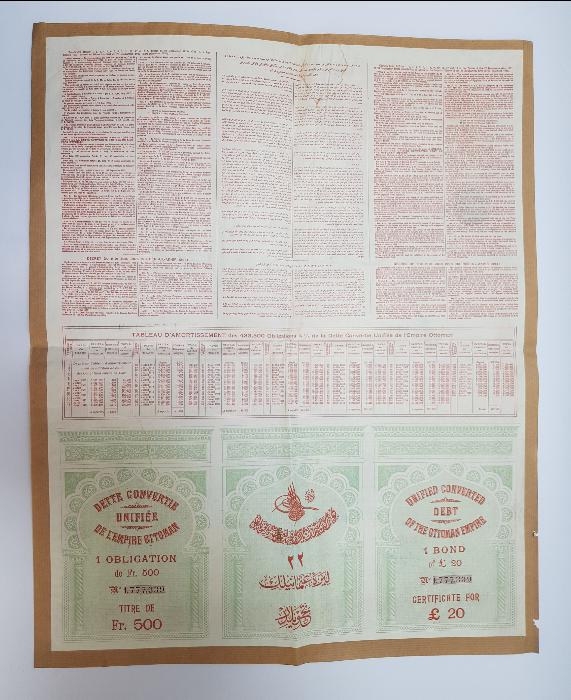 1906 TARİHLİ ÇOK NADİR OSMANLI DUYUNU UMUMİYE TAHVİLİ HİSSE SENEDİ