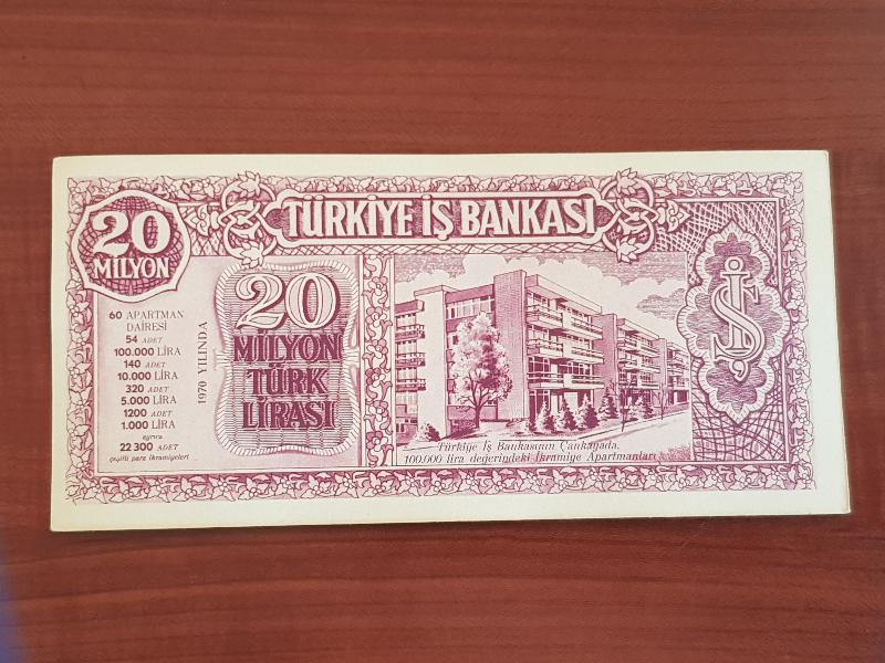 1970 TÜRKİYE İŞ BANKASI EŞYA PİYANGOSU PARA BENZERİ - NADİR