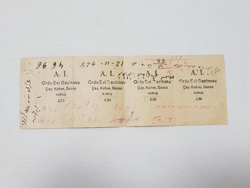 A.I. ORDU EVİ GAZİNOSU ÇAY, KAHVE, GAZOZ 2,5 KURUŞLUK 4 ADET MARKA FİŞİ - JETON