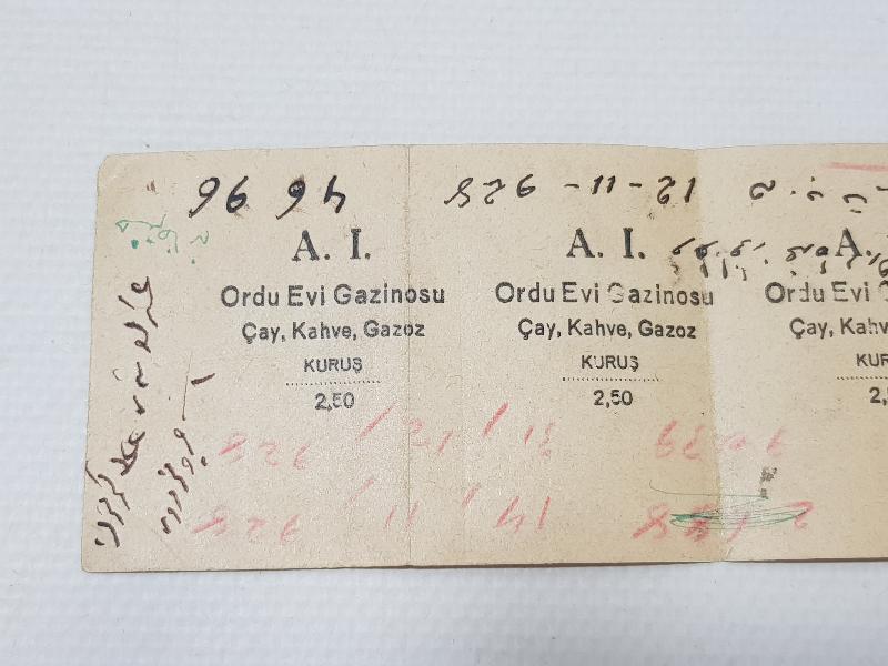 A.I. ORDU EVİ GAZİNOSU ÇAY, KAHVE, GAZOZ 2,5 KURUŞLUK 4 ADET MARKA FİŞİ - JETON