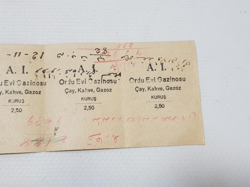 A.I. ORDU EVİ GAZİNOSU ÇAY, KAHVE, GAZOZ 2,5 KURUŞLUK 4 ADET MARKA FİŞİ - JETON