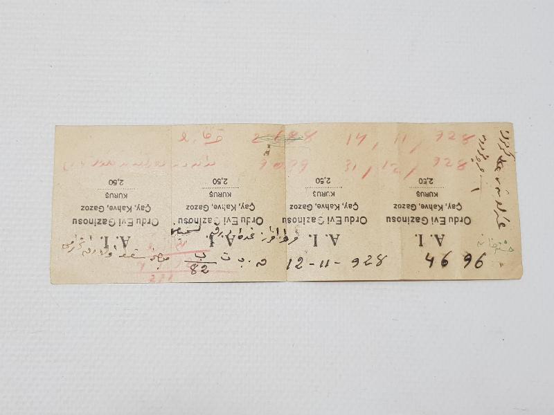 A.I. ORDU EVİ GAZİNOSU ÇAY, KAHVE, GAZOZ 2,5 KURUŞLUK 4 ADET MARKA FİŞİ - JETON