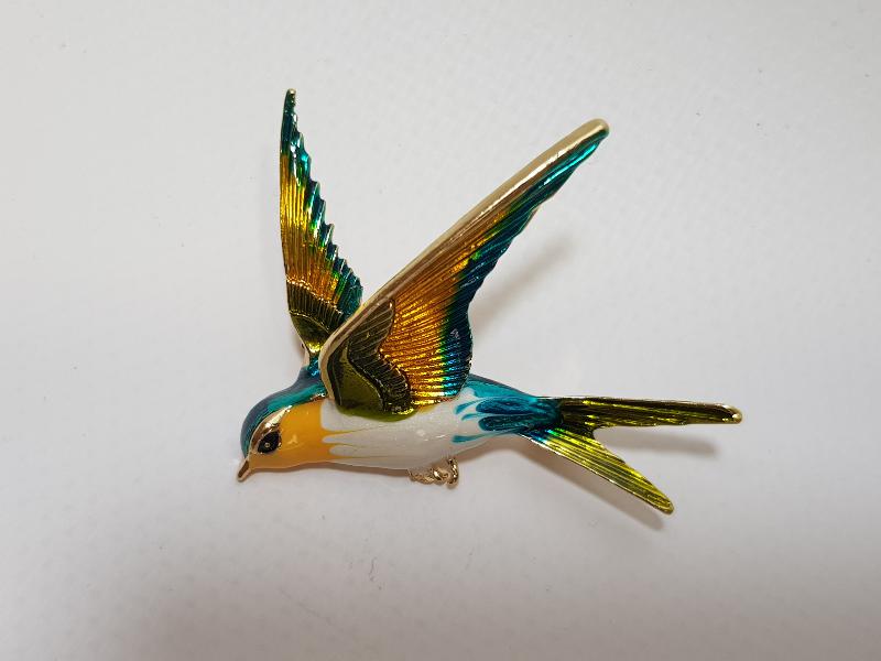 ANTİKA MİNELİ KIRLANGIÇ BROŞ