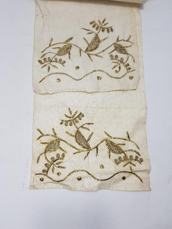 OSMANLI DÖNEMİ ALTIN TEL KIRMA İŞLEMELİ İPEK UÇKUR