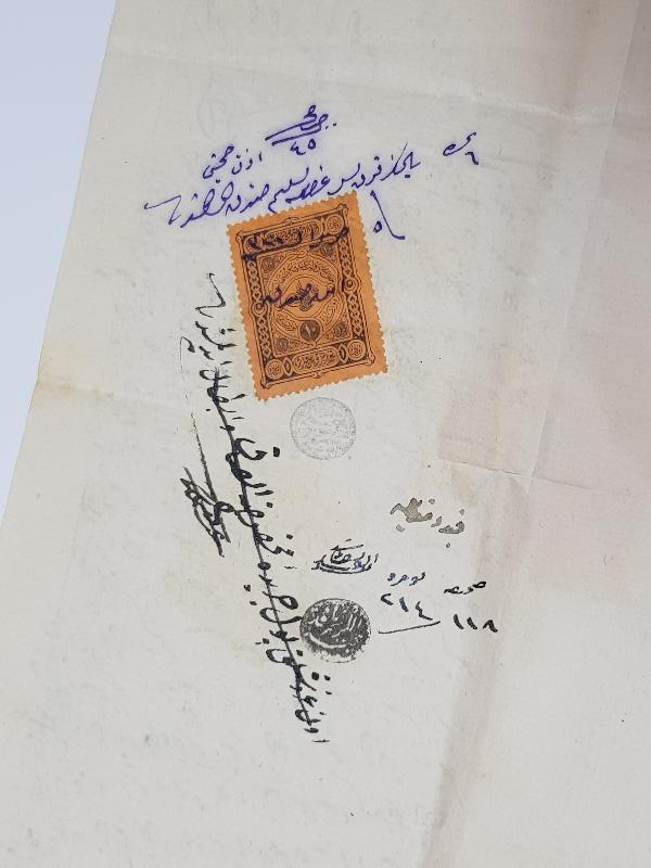 OSMANLI DÖNEMİ FİSKAL PULLARLA DOLU ÇOK NADİR EL YAZMA HÜCCET