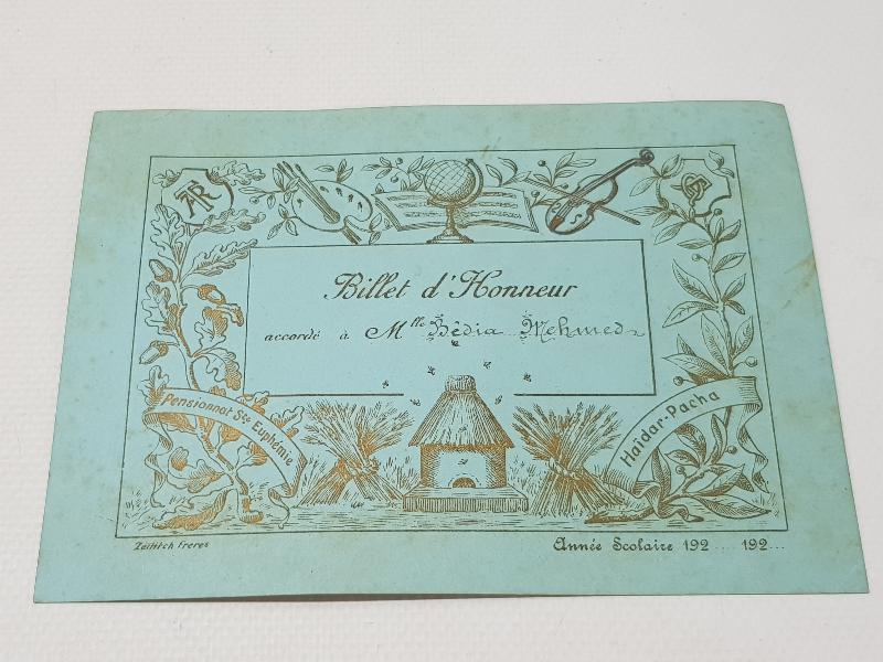 OSMANLI DÖNEMİ HAYDARPAŞA SANAT ENSTİTÜSÜ ONUR BELGESİ 