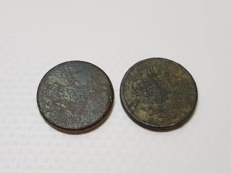 OSMANLI DÖNEMİ MISIR BASKI İKİ ADET BAKIR 5 PARA - NADİR