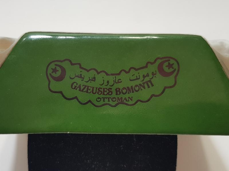 OSMANLICA BOMONTİ GAZOZ FABRİKASI YAZILI VE GÖRSELLİ KÜL TABLASI