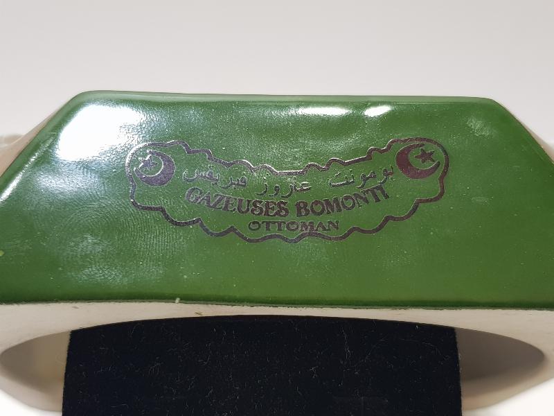 OSMANLICA BOMONTİ GAZOZ FABRİKASI YAZILI VE GÖRSELLİ KÜL TABLASI