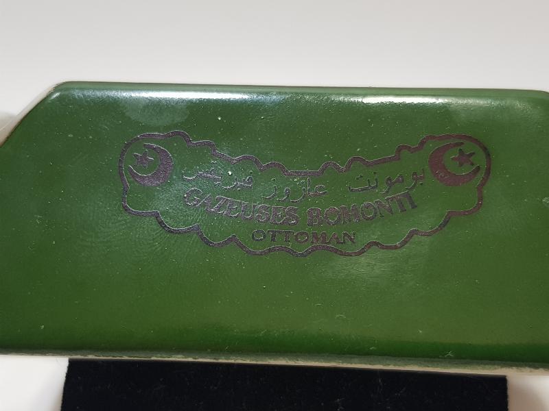 OSMANLICA BOMONTİ GAZOZ FABRİKASI YAZILI VE GÖRSELLİ KÜL TABLASI