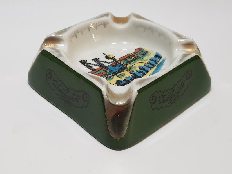 OSMANLICA BOMONTİ GAZOZ FABRİKASI YAZILI VE GÖRSELLİ KÜL TABLASI