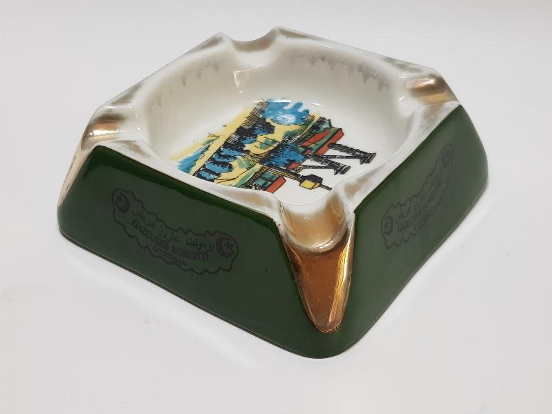 OSMANLICA BOMONTİ GAZOZ FABRİKASI YAZILI VE GÖRSELLİ KÜL TABLASI