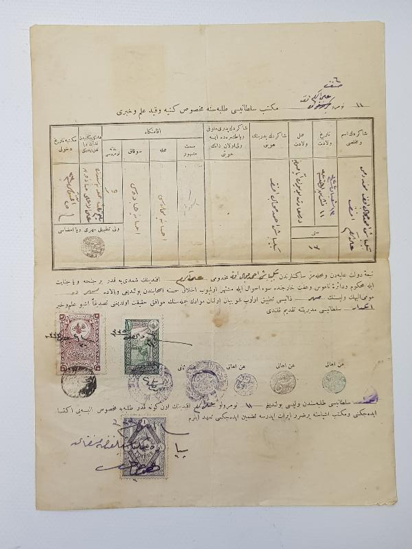 OSMANLI DÖNEMİ TUĞRALI İLKOKUL DİPLOMASI 