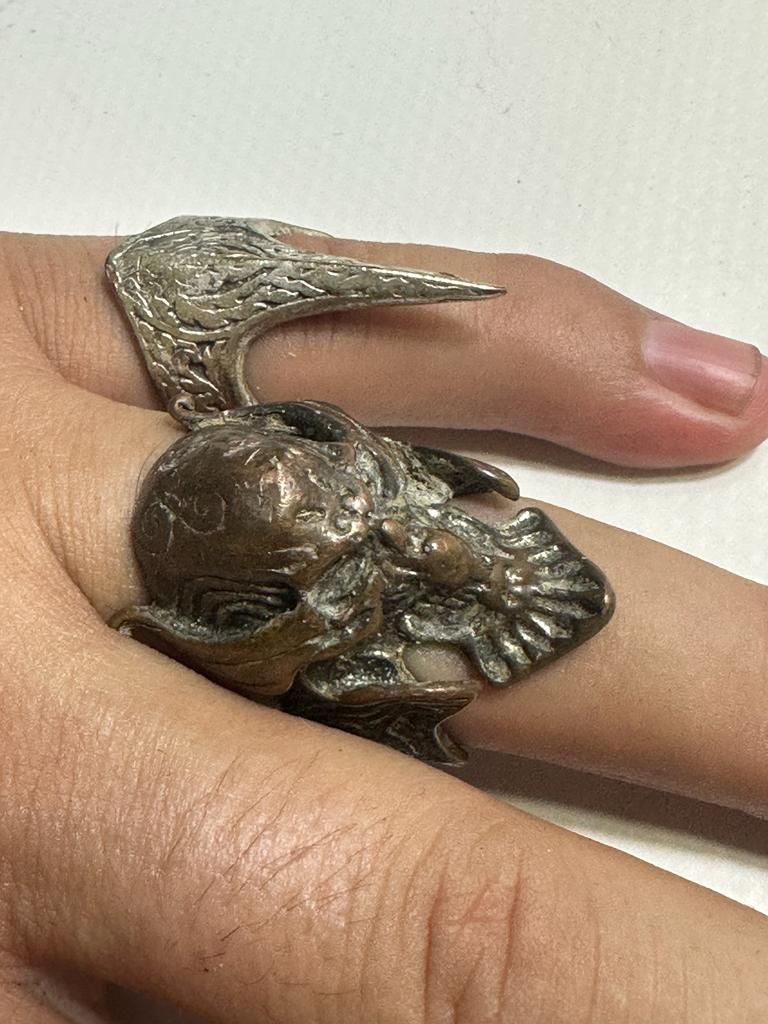 İKİ ADET METALCİ MOTORCU YÜZÜĞÜ