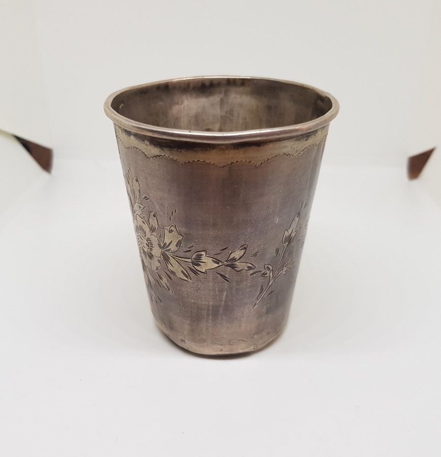 ABDÜLHAMİD HAN DÖNEMİ TUĞRALI GÜMÜŞ KALEM İŞÇİLİKLİ SU BARDAĞI