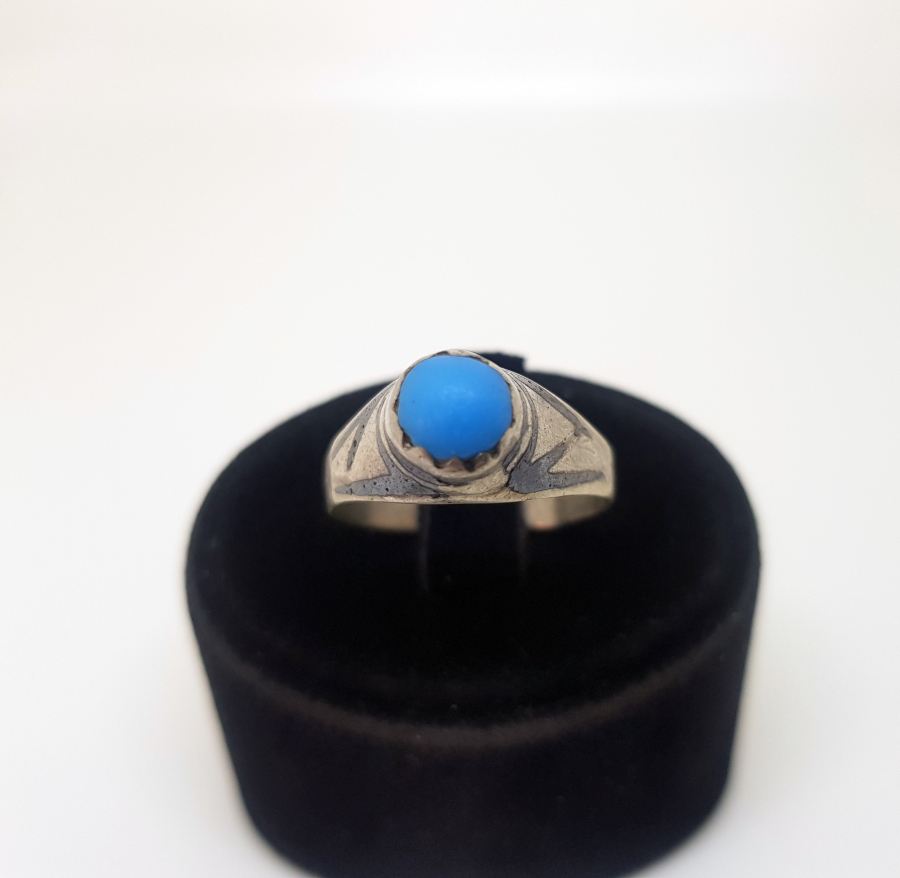 OSMANLI DÖNEMİ SAVATLI GÜMÜŞ GÖZ FİGÜRLÜ NAZAR YÜZÜĞÜ