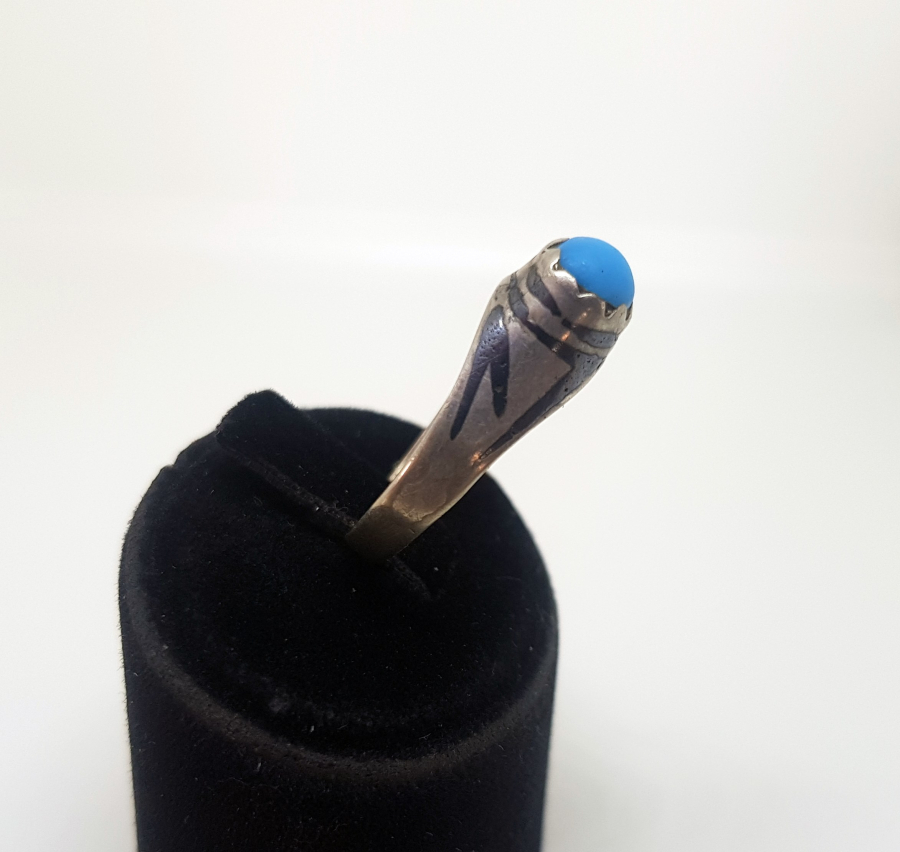 OSMANLI DÖNEMİ SAVATLI GÜMÜŞ GÖZ FİGÜRLÜ NAZAR YÜZÜĞÜ