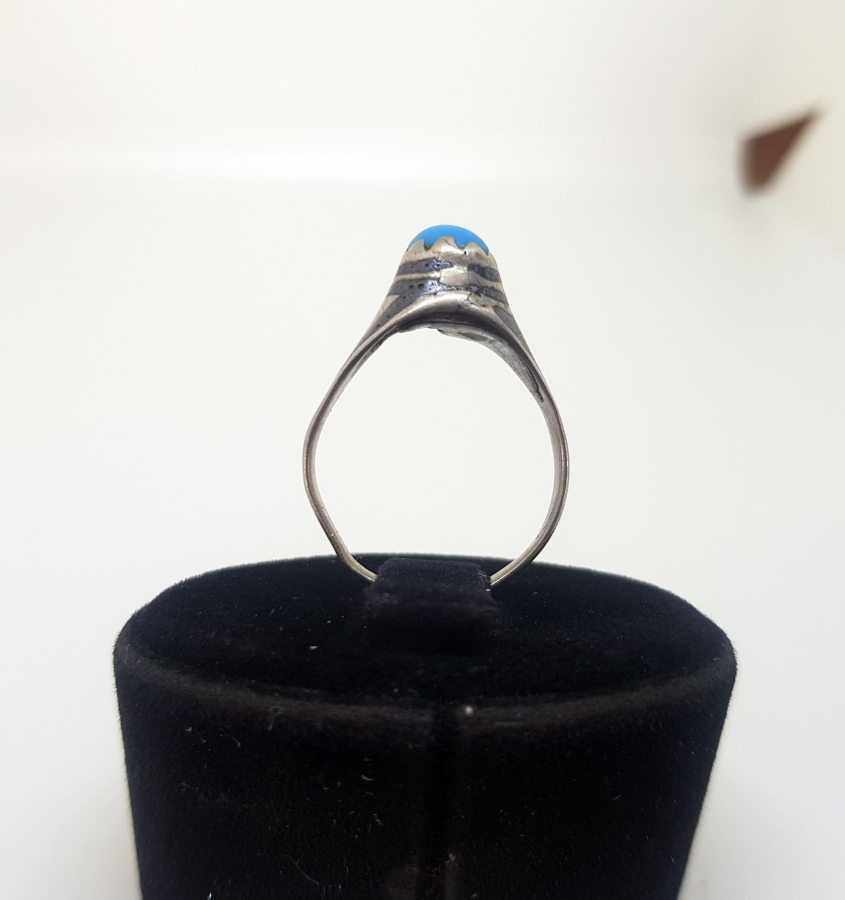 OSMANLI DÖNEMİ SAVATLI GÜMÜŞ GÖZ FİGÜRLÜ NAZAR YÜZÜĞÜ