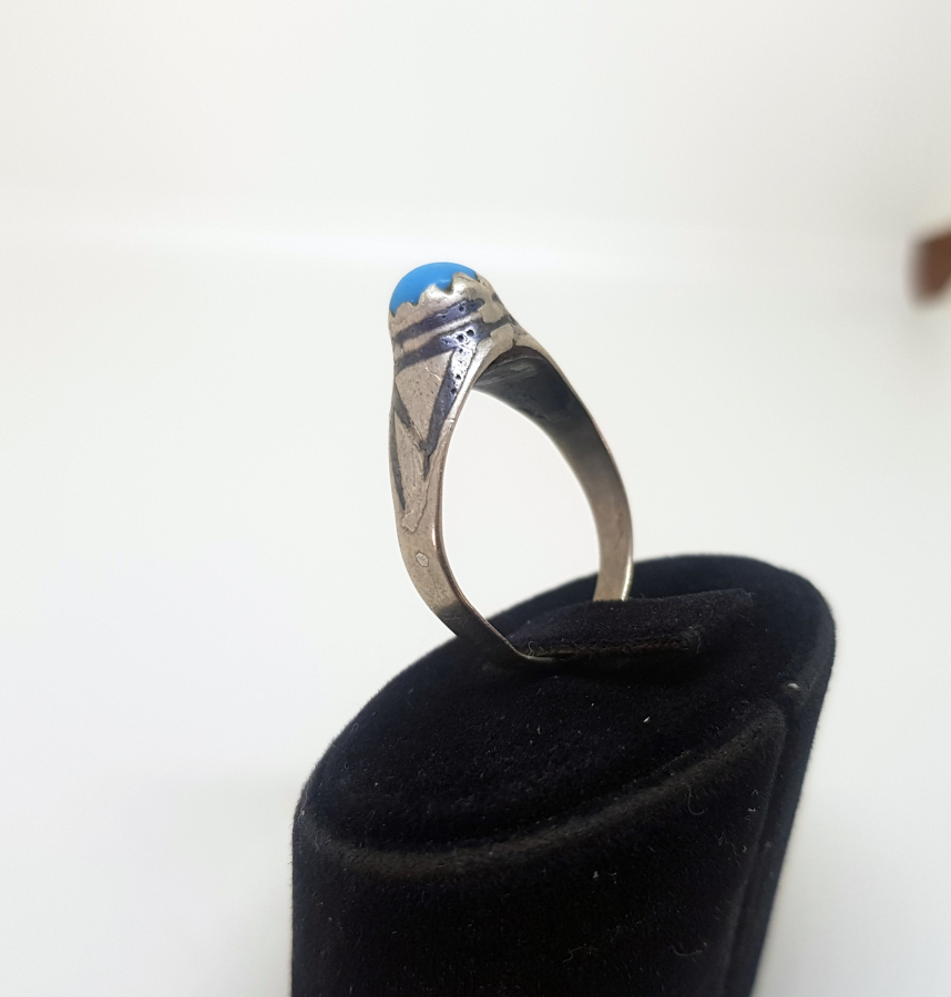 OSMANLI DÖNEMİ SAVATLI GÜMÜŞ GÖZ FİGÜRLÜ NAZAR YÜZÜĞÜ