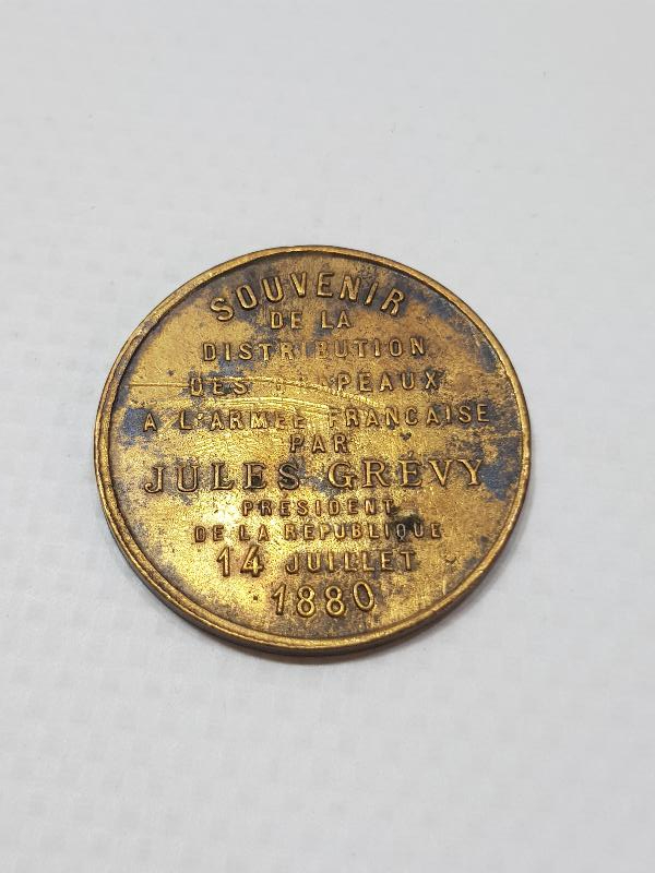 1880 FRANSIZ CUMHURBAŞKANI TARAFINDAN FRANSIZ ORDUSUNA BAYRAK DAĞITIMI HATIRASI MADALYASI 