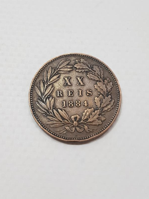 1884 PORTEKİZ 20 REİS NADİR MADENİ PARA