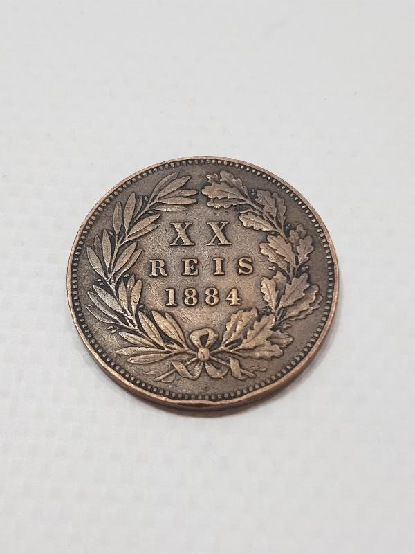 1884 PORTEKİZ 20 REİS NADİR MADENİ PARA