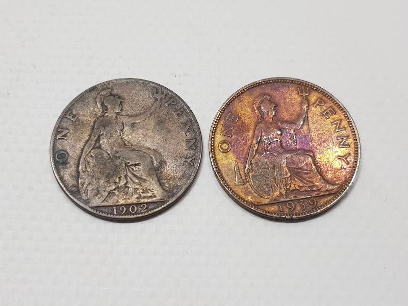 1902 VE 1939 TARİHLİ İNGİLİZ 1 PENNY MADENİ PARALAR