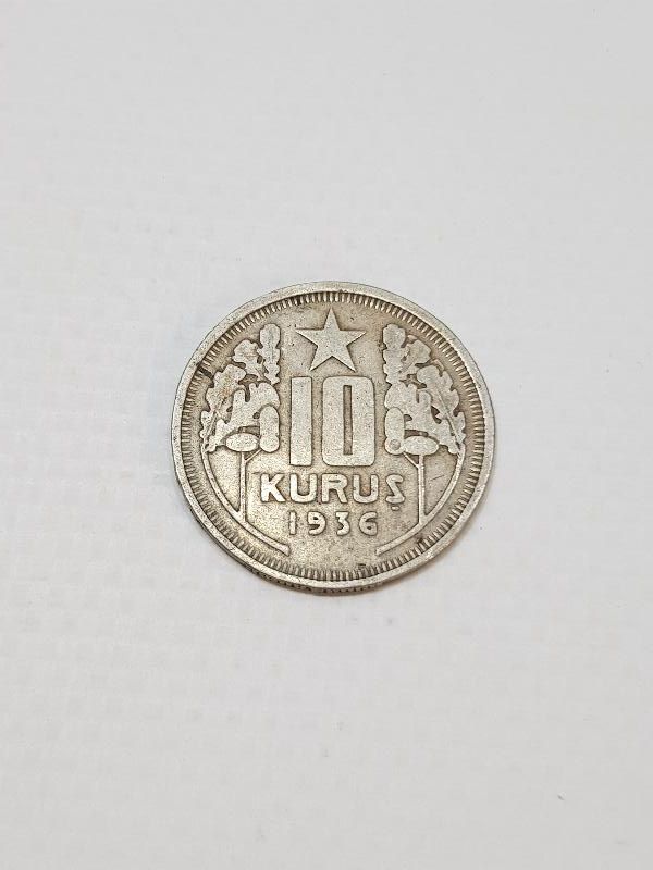 1936 TARİHLİ 10 KURUŞ MADENİ PARA