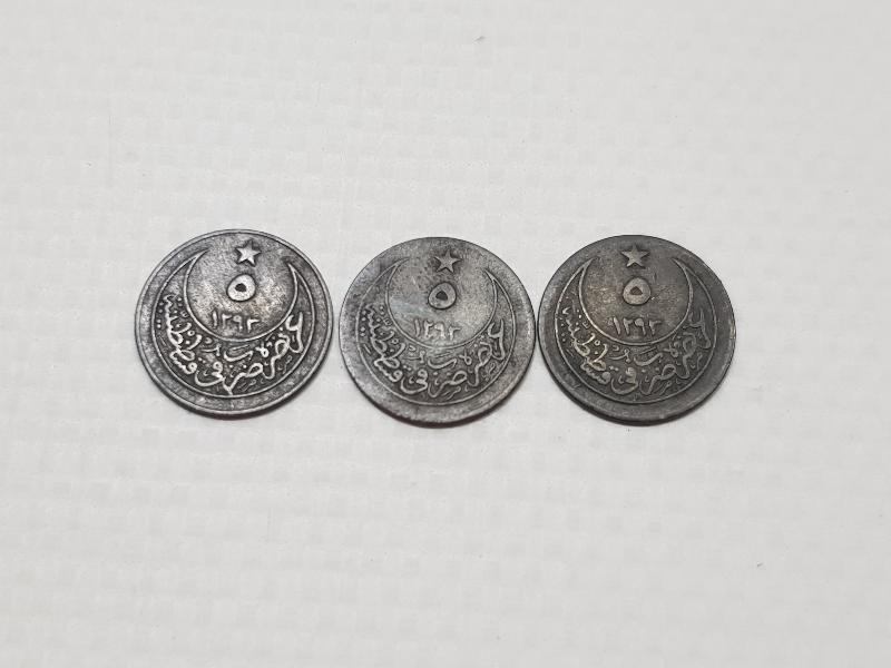 SULTAN ABDÜLHAMİD DÖNEMİ 3 ADET GÜMÜŞ KARAKURUŞ 5 PARA