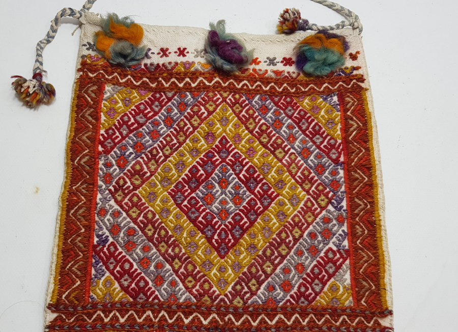 OSMANLI DÖNEMİ BOŞ BAŞI MOTİFLİ EL DOKUMA ÇOBAN AZIKLIĞI
