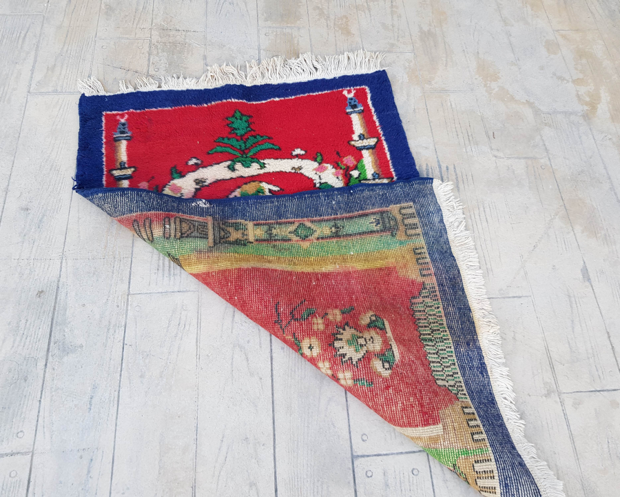 OSMANLI DÖNEMİ EL DOKUMA MİHRAPLI HALI SECCADE