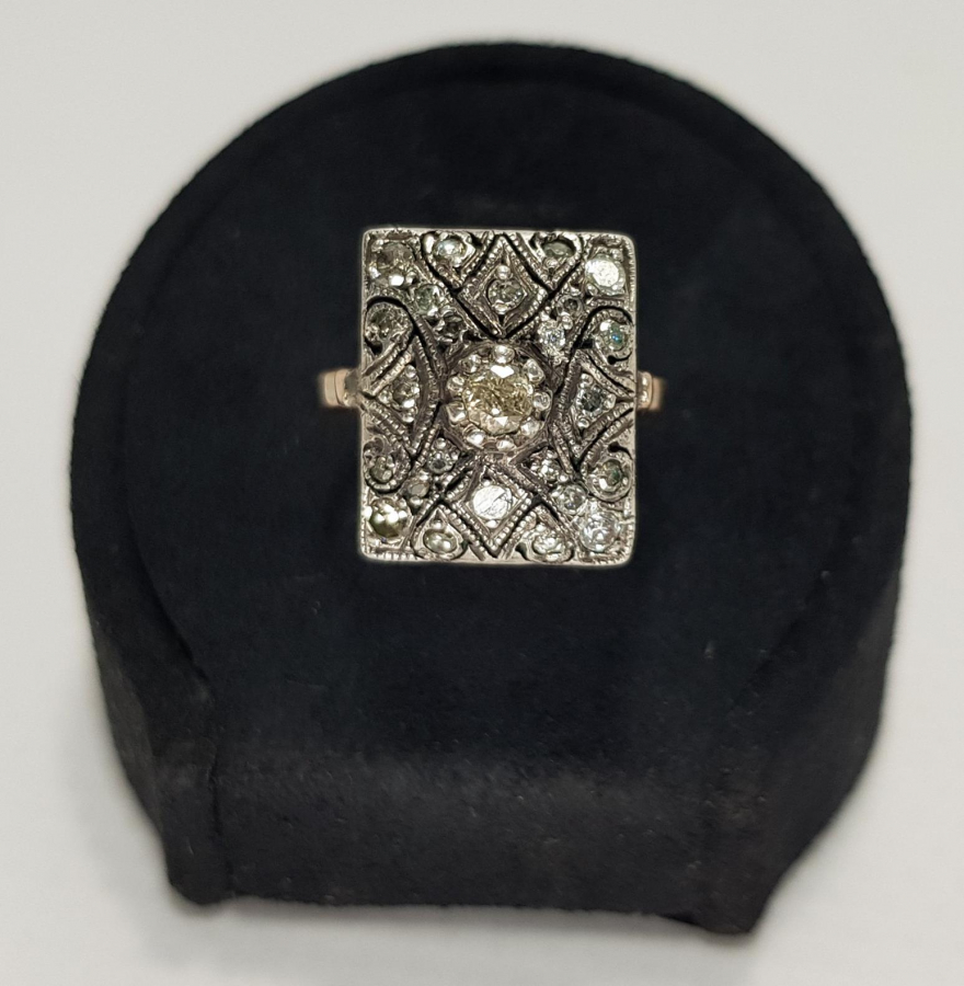 PIRLANTA TAŞLARLA SÜSLÜ ANTİKA ALTIN YÜZÜK