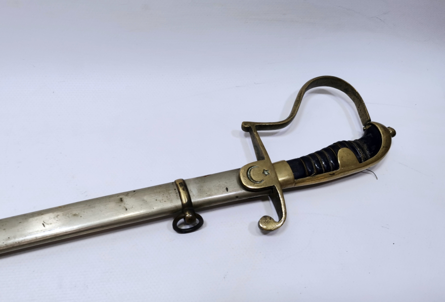 1. DÜNYA SAVAŞI DÖNEMİ BOYNUZ SAPLI VE AY YILDIZLI OSMANLI HAFİF SÜVARİ KILICI